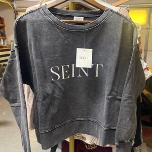 SEINT Women's Gray Crew Neck Sweater